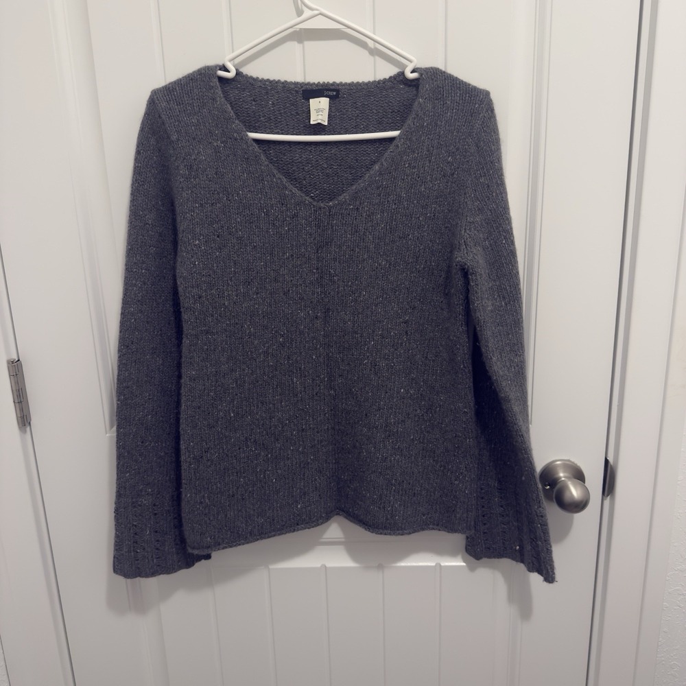J.Crew‎ Women's Vintage Dark Gray Wool/Angora Vneck Sweater Size Small